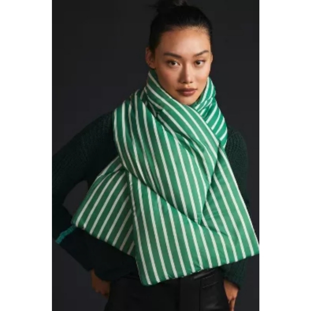 34. Anthropologie Striped Puffer Scarf